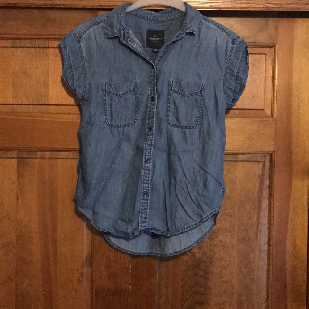 American Eagle Denim Button Up Top